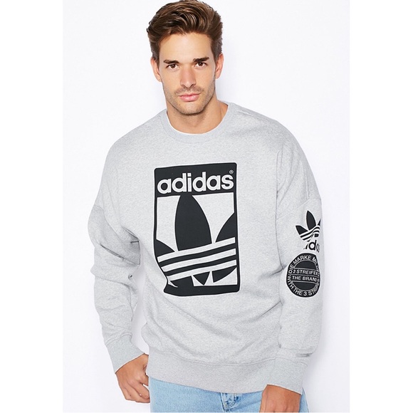 Adidas Originals Street Graphic Sweatshirt Side Zipper Gray AB8027 Mens Size M - Picture 9 of 9